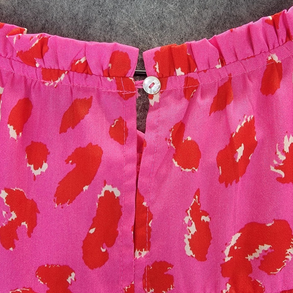 Jodifl Dress Womens 2X Pink Red Animal Print Ruffle Sleeve Tiered Polyester Plus - Picture 8 of 15